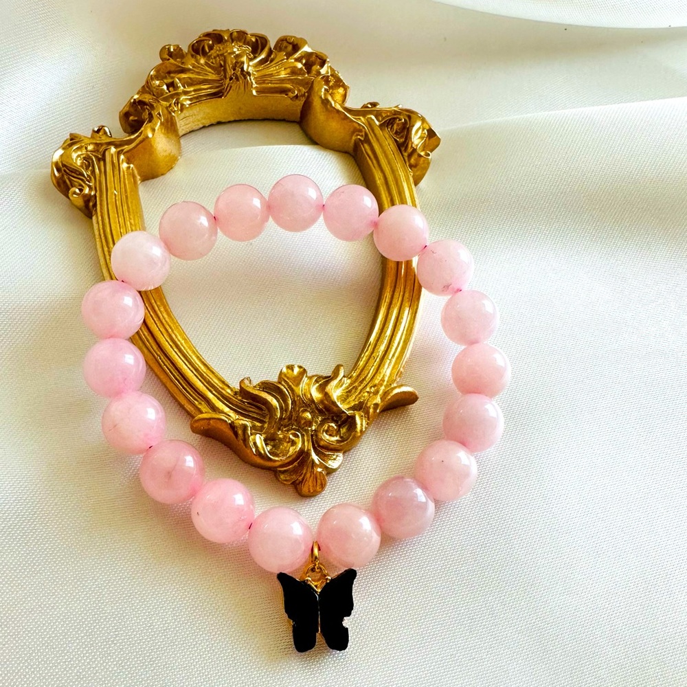 Handmade quartz butterfly bracelet